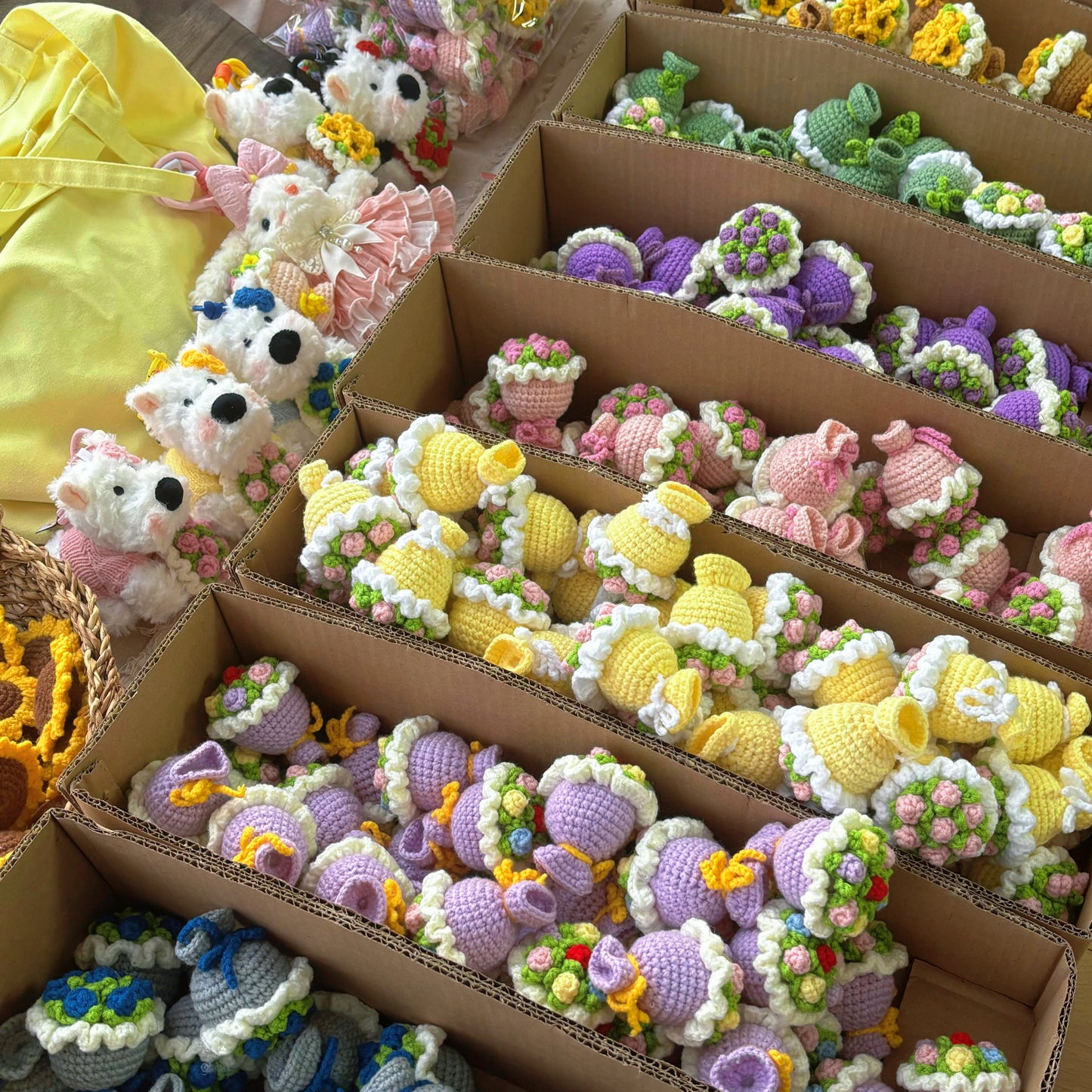 Flower Bouquet Crocheted Doll