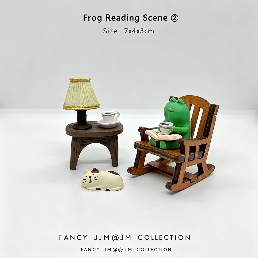 Cute Frog Reading Figurines