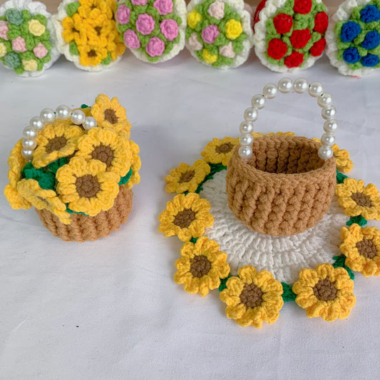 Crochet Sunflower Basket Coaster