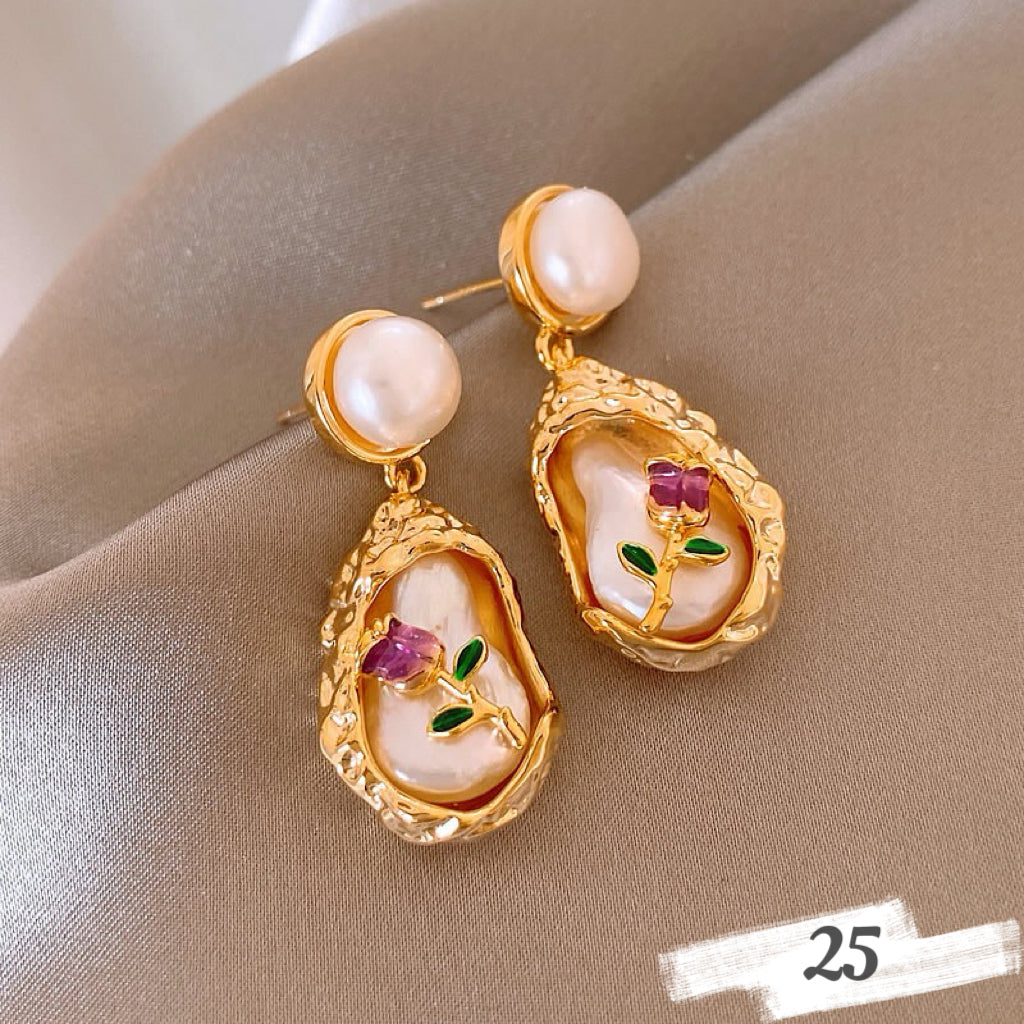 Vintage Oil Painting Style Earrings