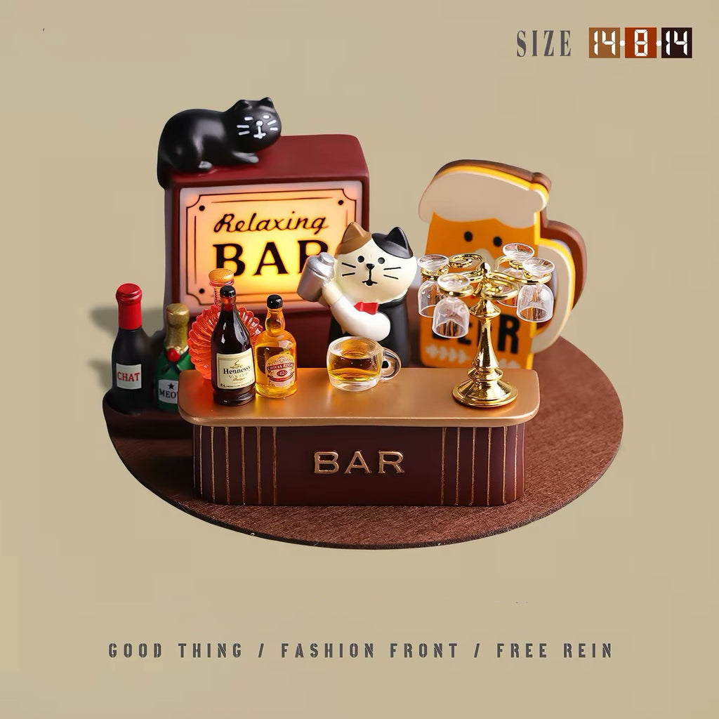 Cute Cat in the Bar Figurines