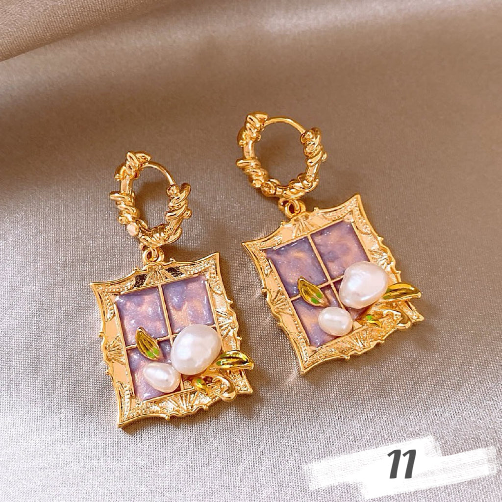 Vintage Oil Painting Style Earrings