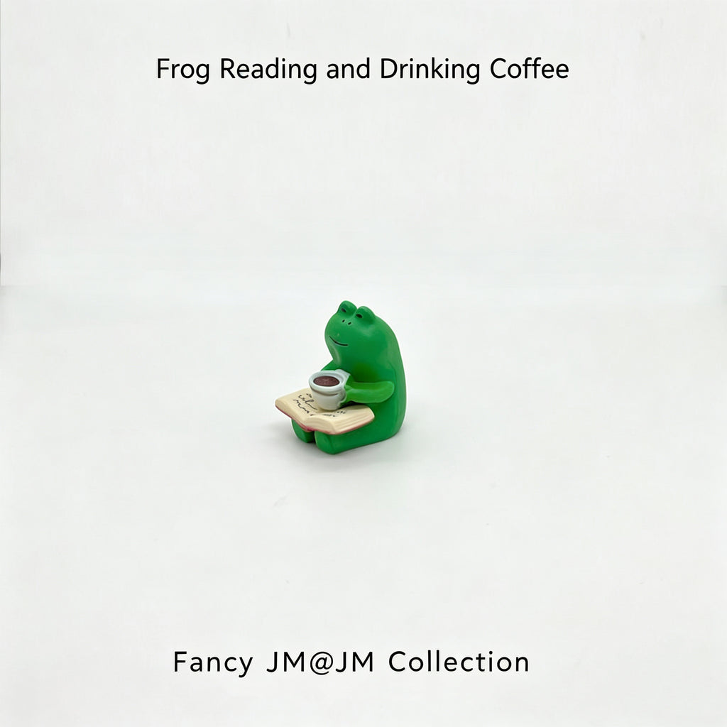 Cute Frog Reading Figurines