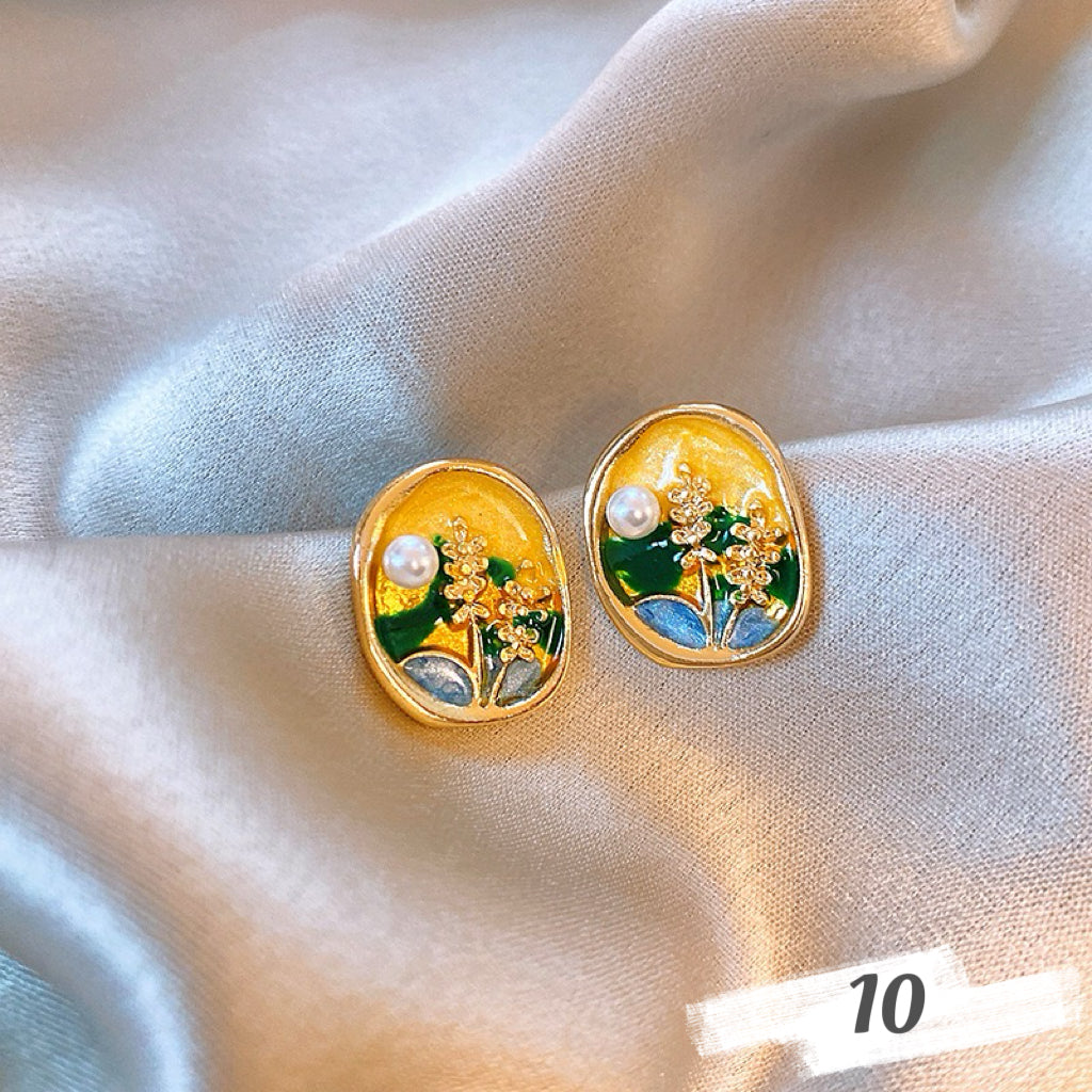 Vintage Oil Painting Style Earrings
