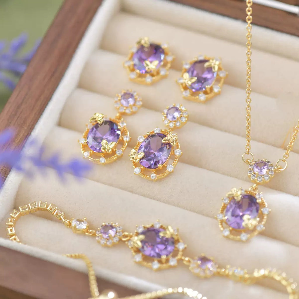 Luxe Openwork Mystic Violet Jewelry Set