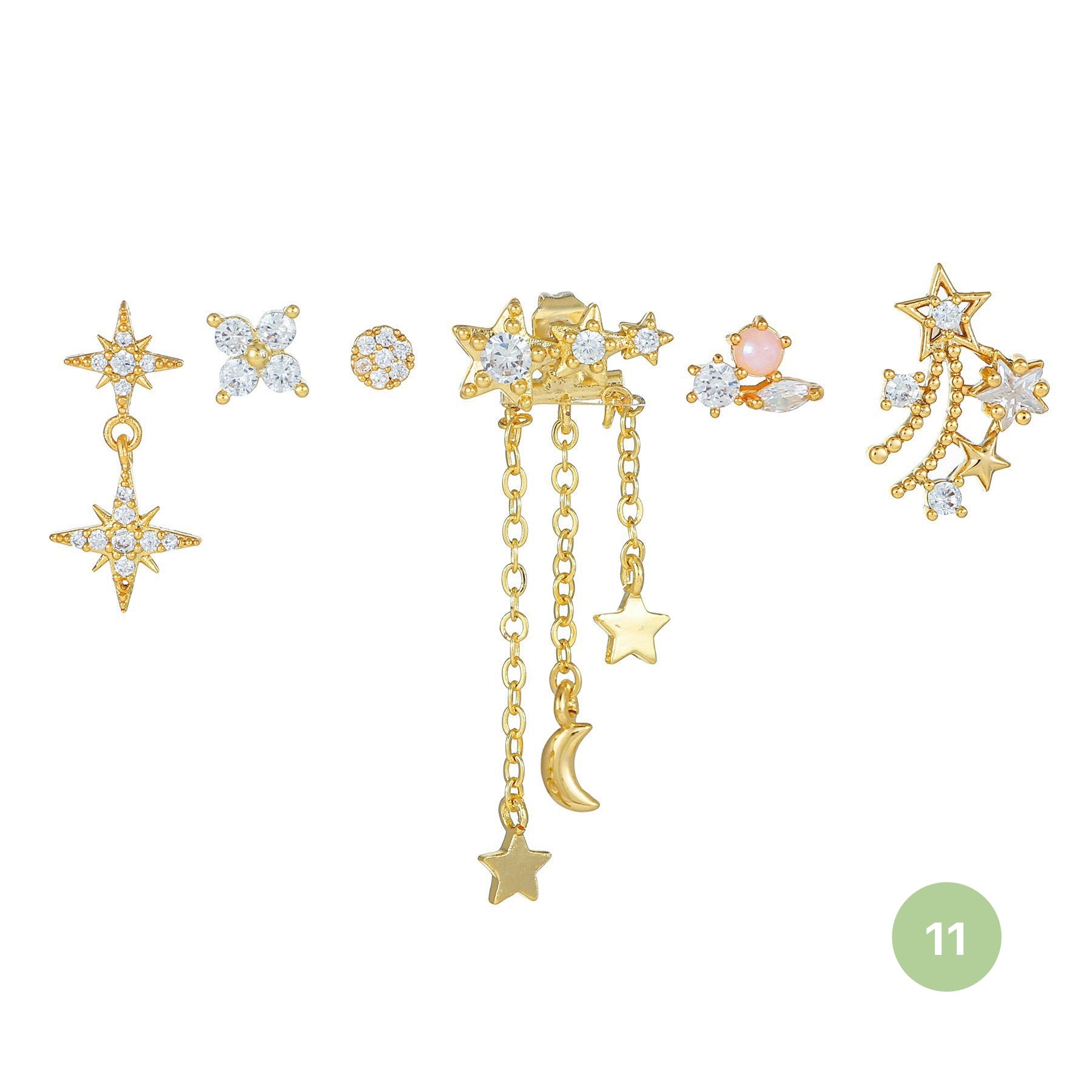 Moon and Star Hoop Earring Set
