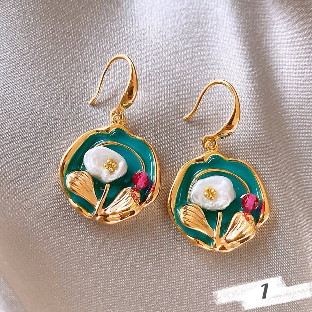 Vintage Oil Painting Style Earrings