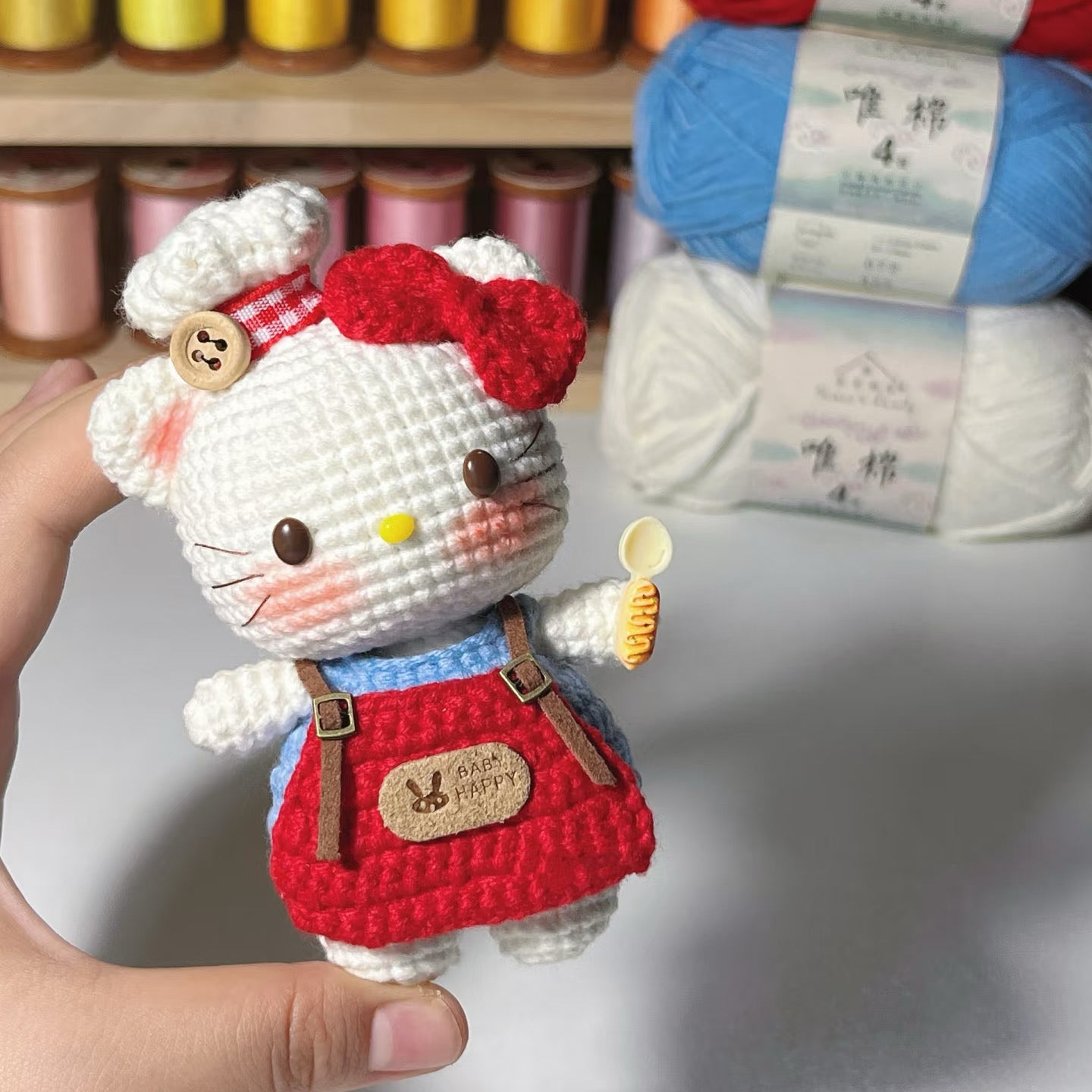KT Cooker Kitty Handmade Crocheted Doll