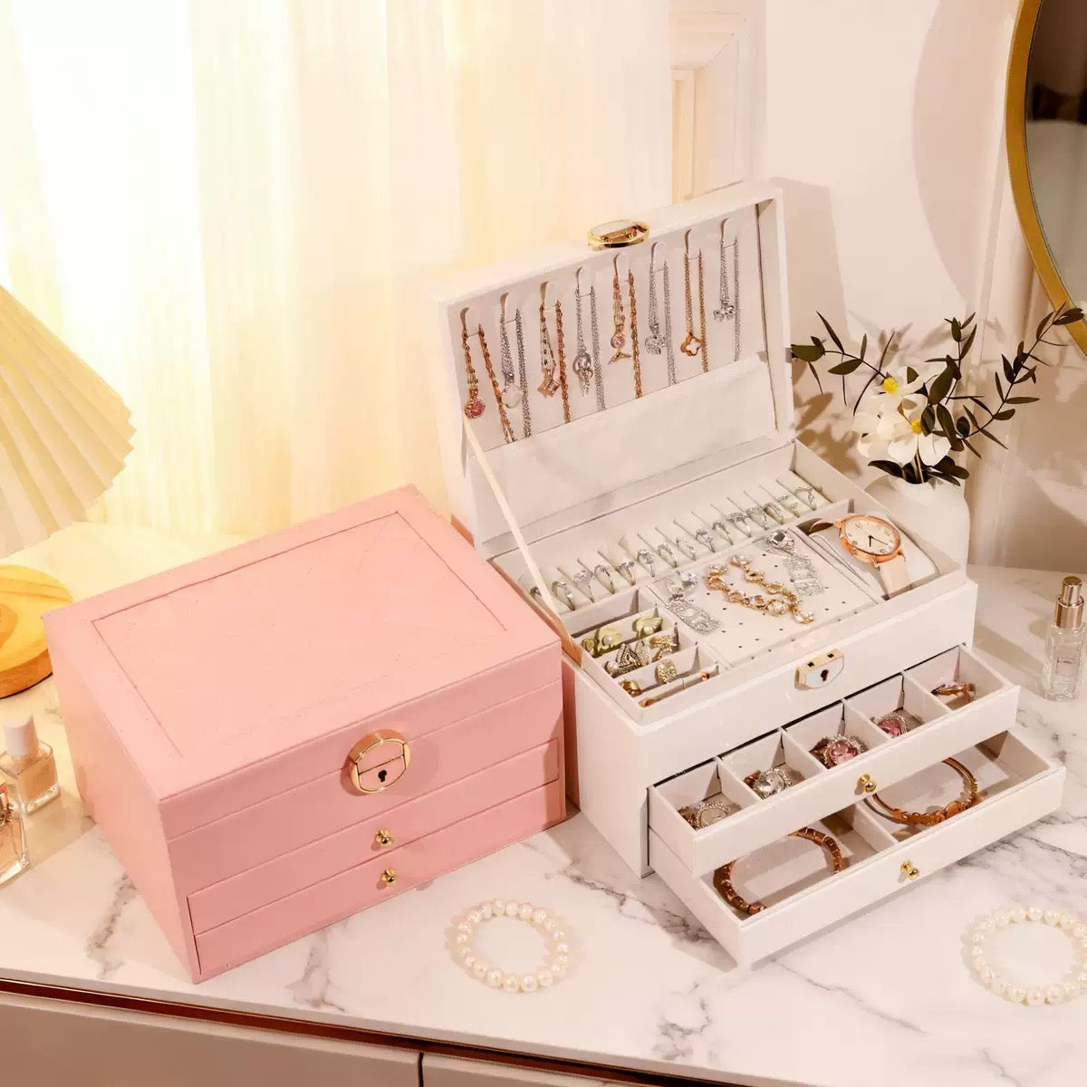 Fancy Three Layer Jewelry Box