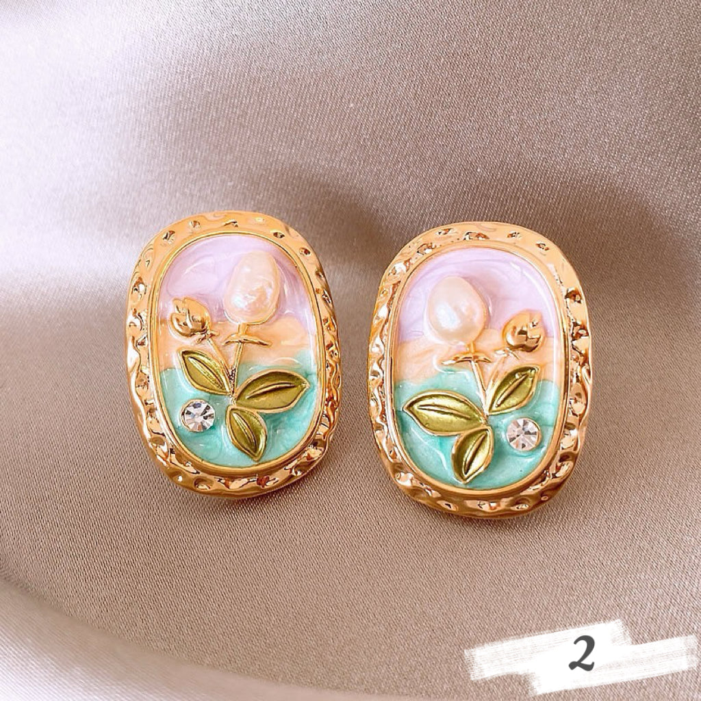 Vintage Oil Painting Style Earrings