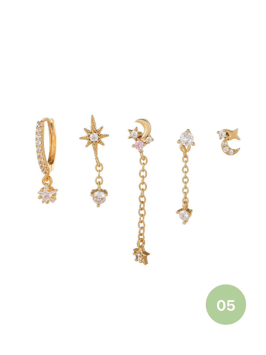 Moon and Star Hoop Earring Set