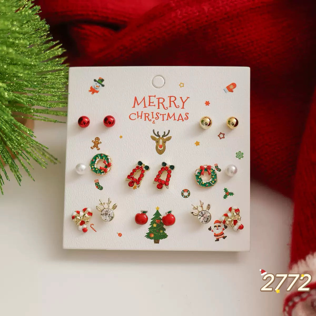 Christmas Earring Set - 8 pairs