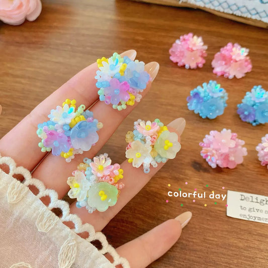 Dainty Beaded Flower Studs