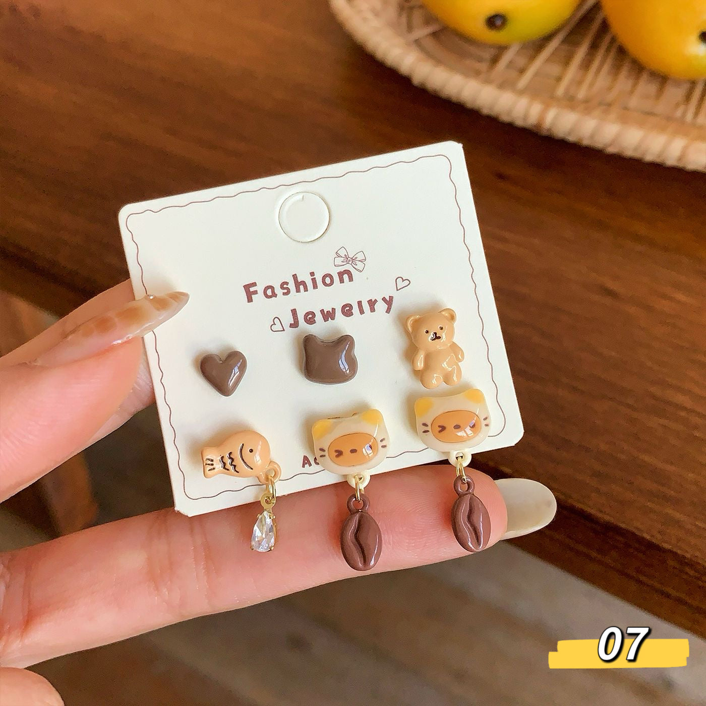 Autumn Brown Cute Series Earring Set