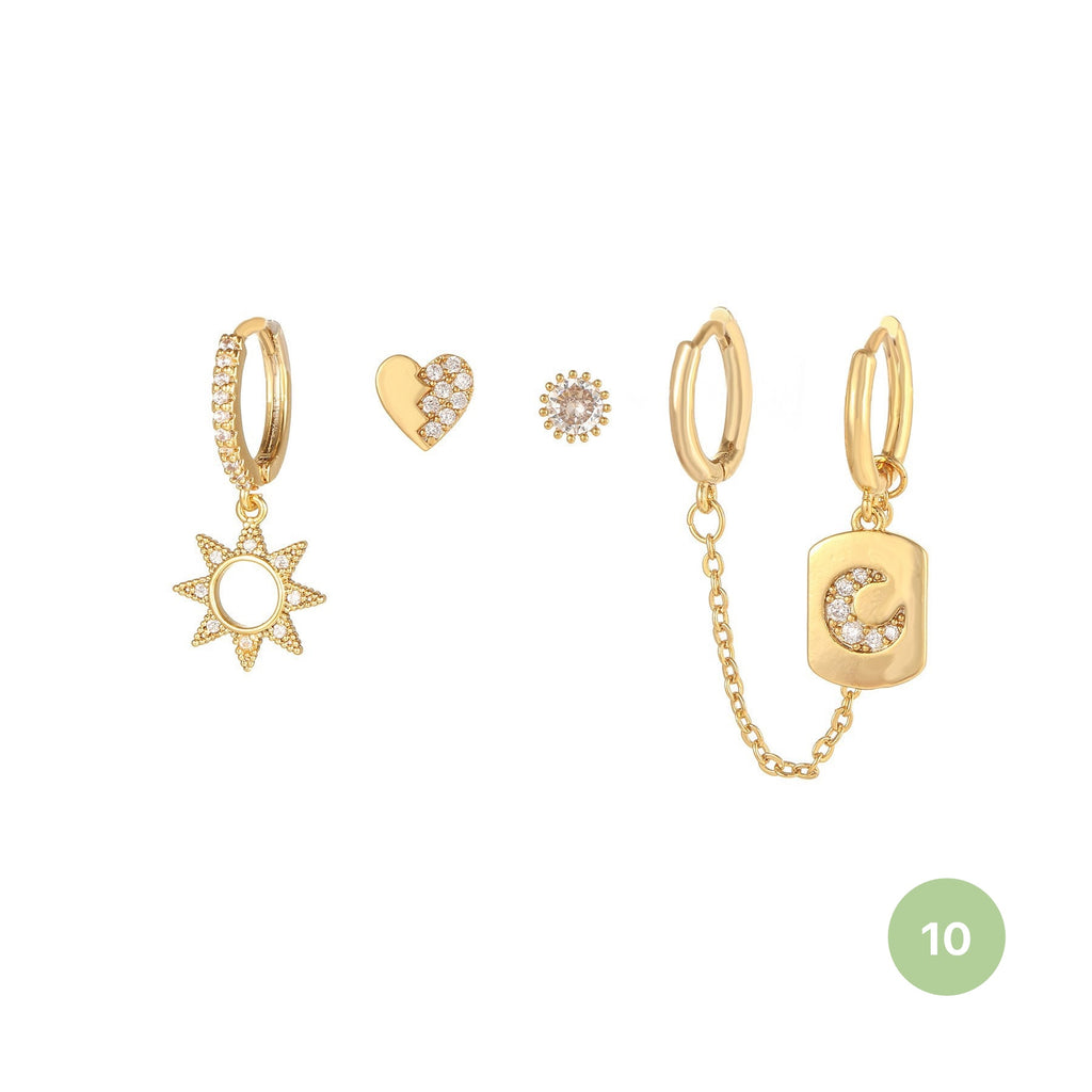 Moon and Star Hoop Earring Set