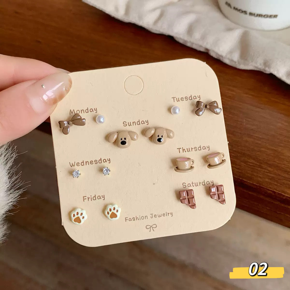 Autumn Brown Cute Series Earring Set