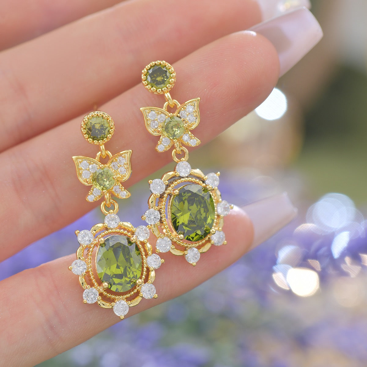 Luxe Butterfly Fresh Green Jewelry Set