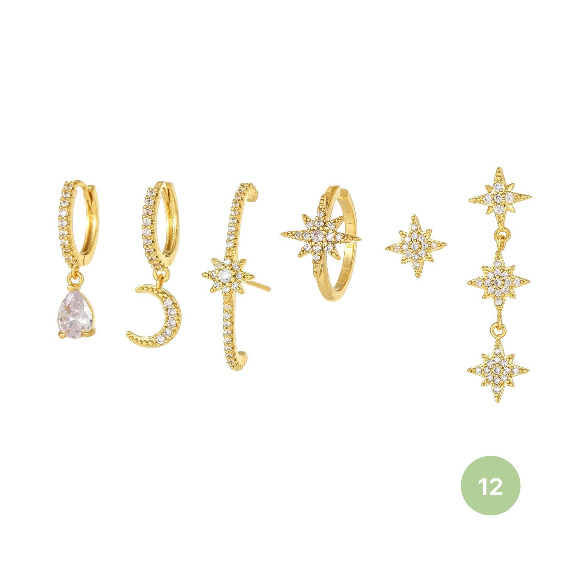 Moon and Star Hoop Earring Set