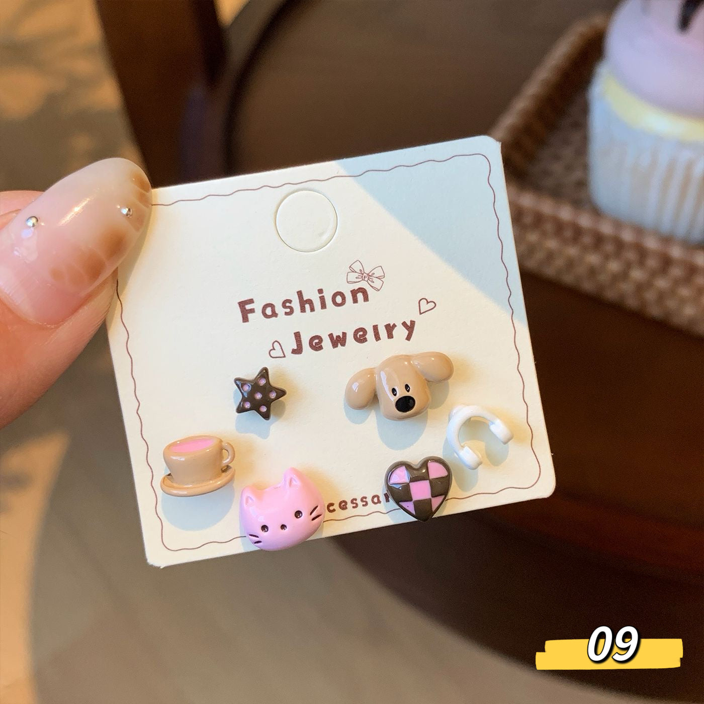 Autumn Brown Cute Series Earring Set