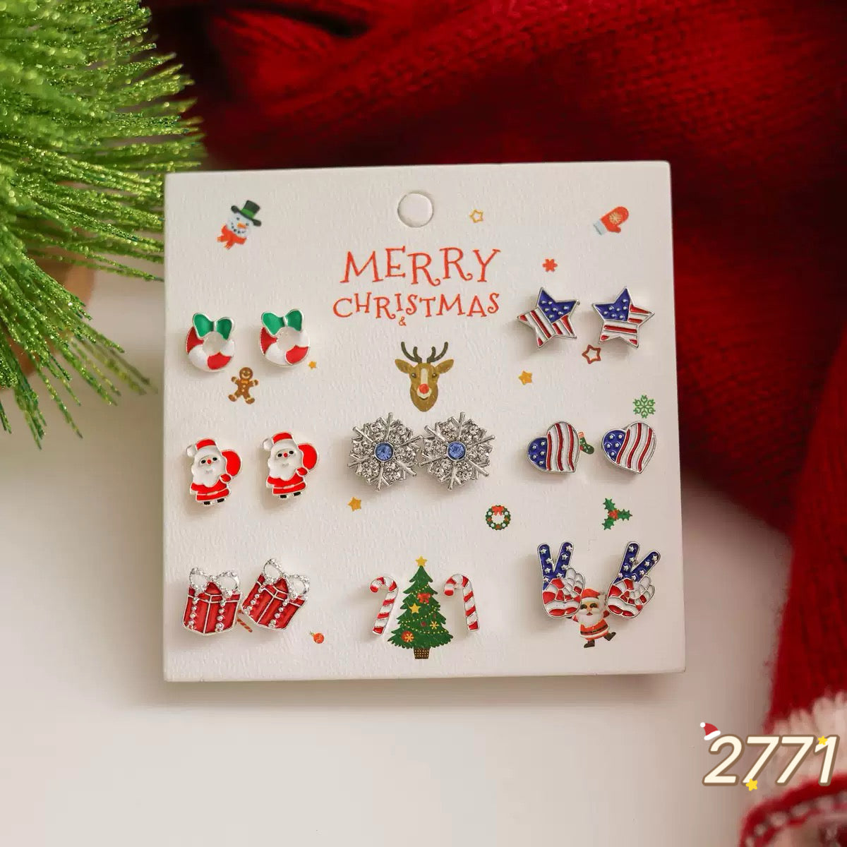 Christmas Earring Set - 8 pairs