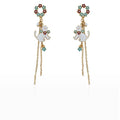 Cat with Flower Wreath Earrings