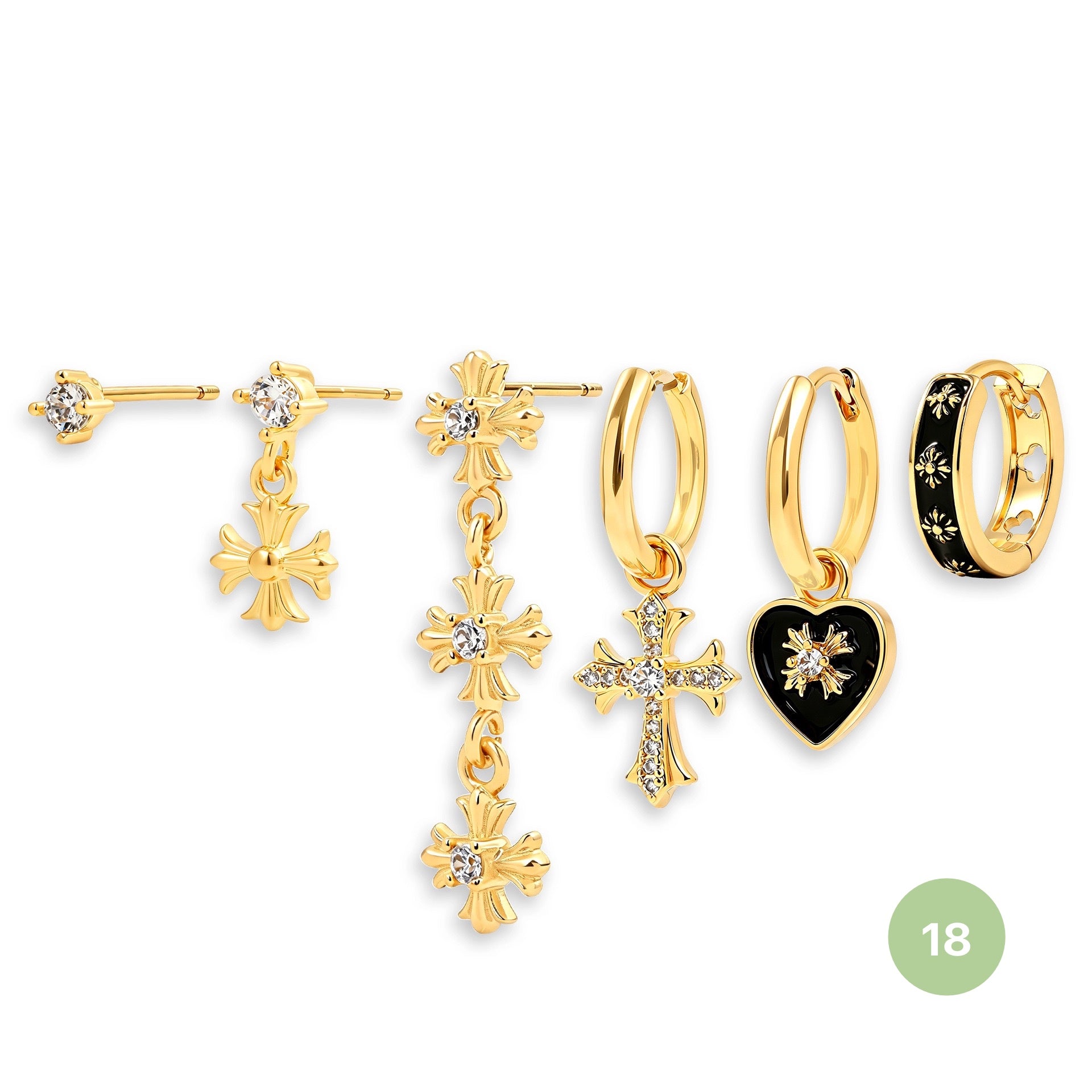 Moon and Star Hoop Earring Set