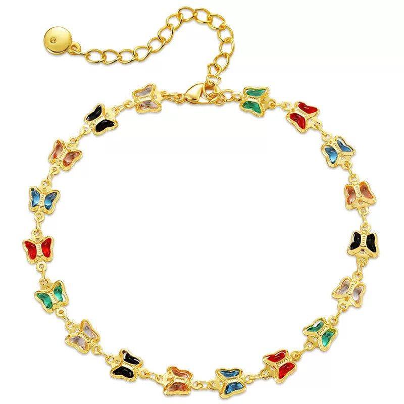 Dainty Rainbow Butterfly Anklet