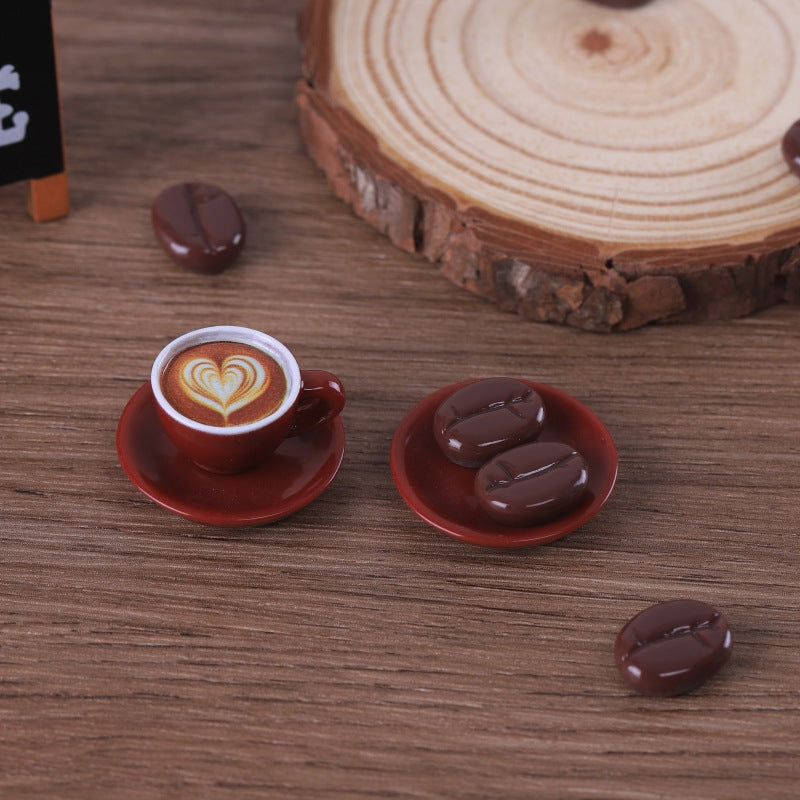 Miniature ornaments, doll house scene, realistic mini coffee cup, coffee beans, DIY resin jewelry accessories factory