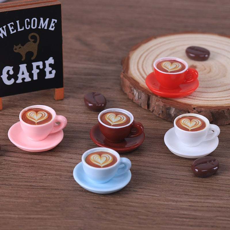 Miniature ornaments, doll house scene, realistic mini coffee cup, coffee beans, DIY resin jewelry accessories factory
