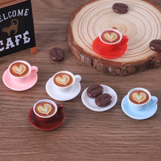 Miniature ornaments, doll house scene, realistic mini coffee cup, coffee beans, DIY resin jewelry accessories factory