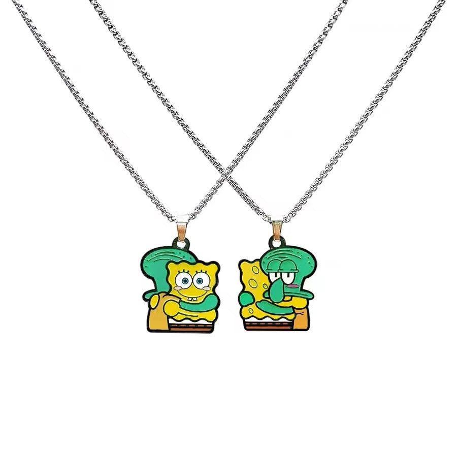 Spongeboob Double Sided Hugging Necklace&Keychain