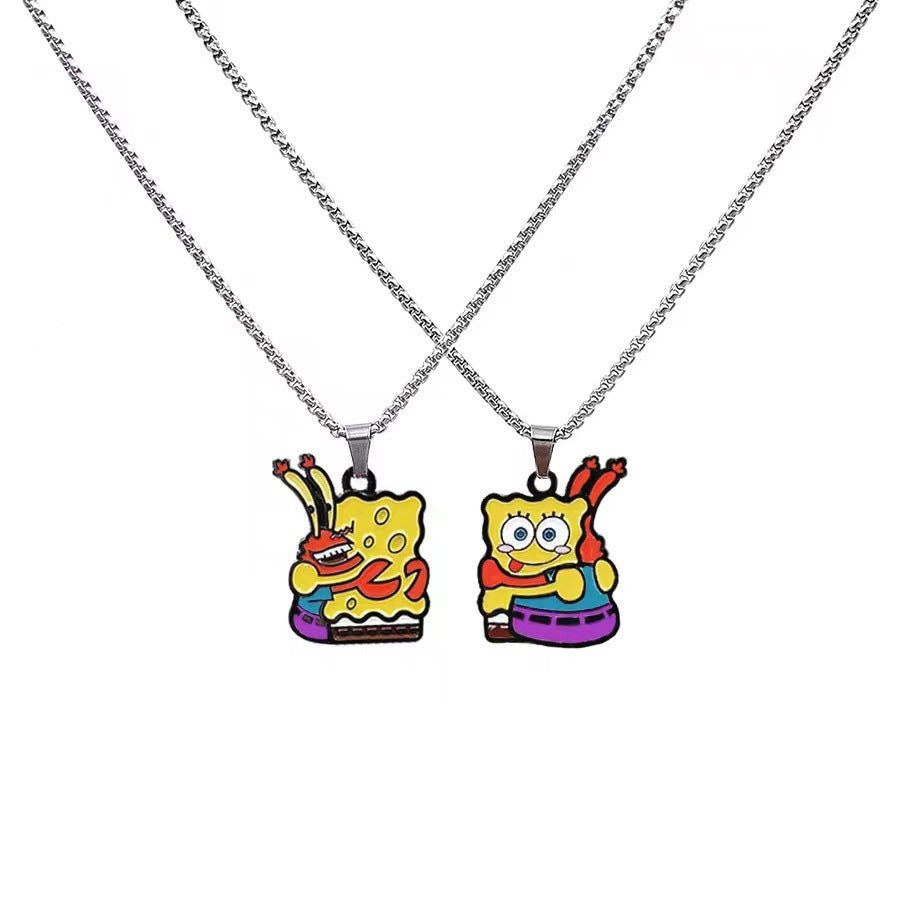 Spongeboob Double Sided Hugging Necklace&Keychain