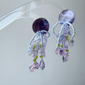 Oil Painting Garden Shell Tassel Stud Earrings