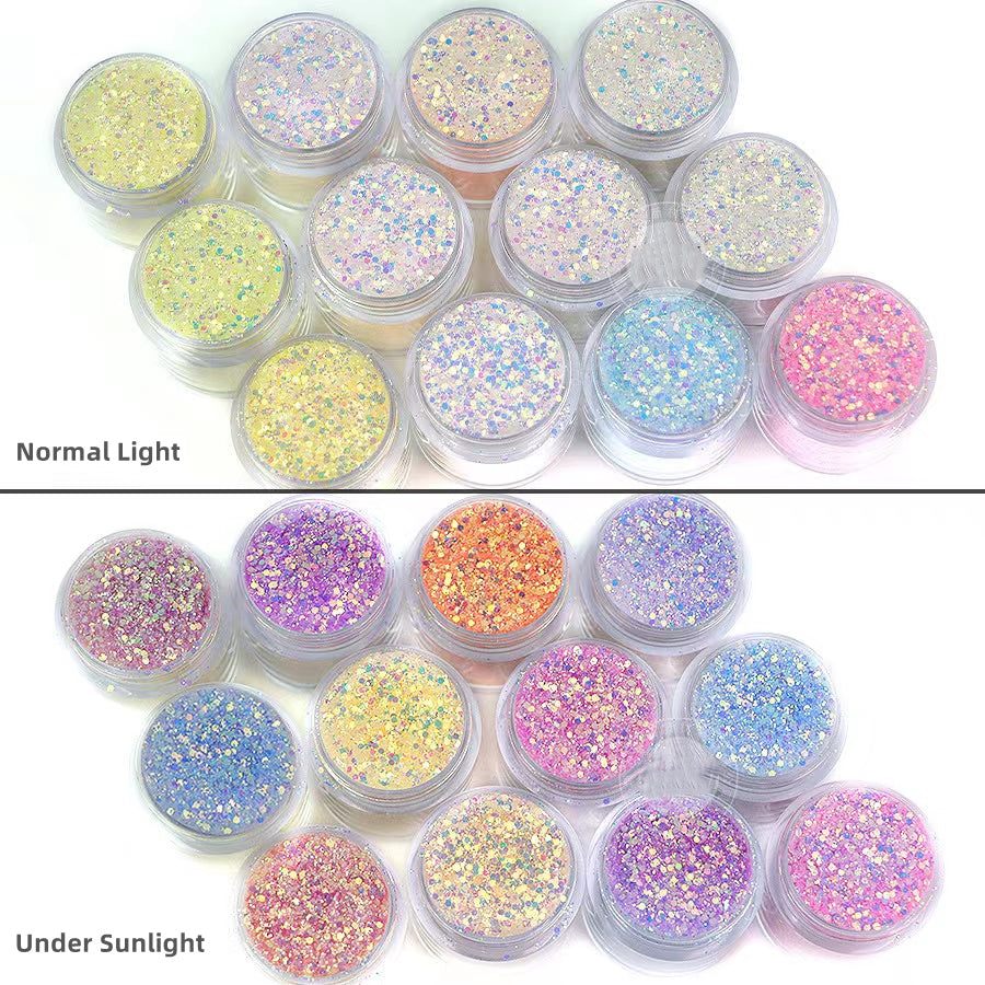 UV change color Powder 12 colors Set