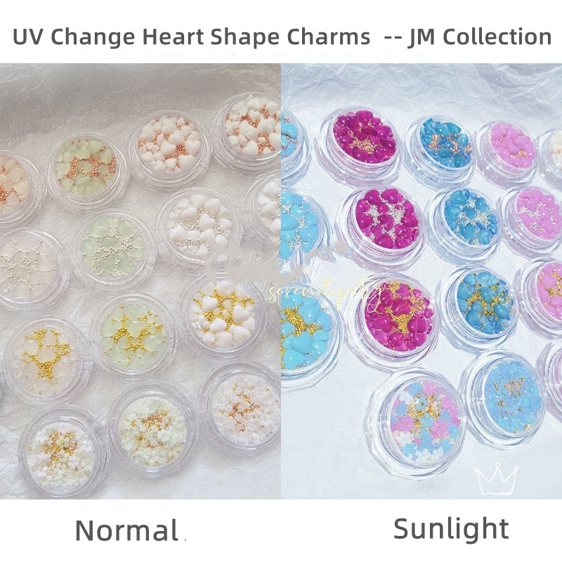 Mini Flower and Heart Charms  (Strong luminous and UV change)