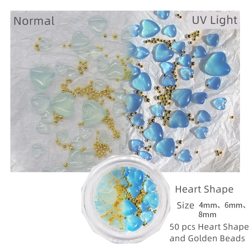 Mini Flower and Heart Charms  (Strong luminous and UV change)