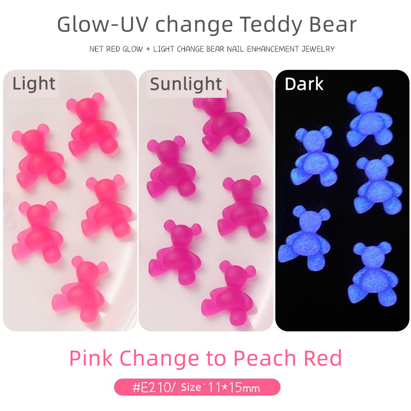 Big Teddy Bear Resin Charms  (Luminous and UV change)