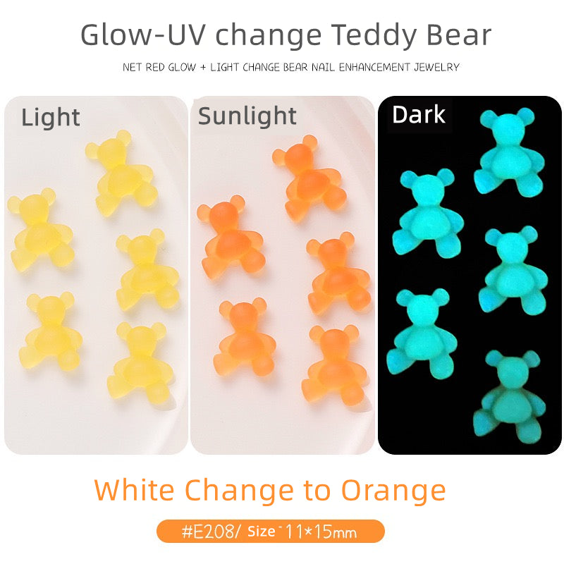 Big Teddy Bear Resin Charms  (Luminous and UV change)