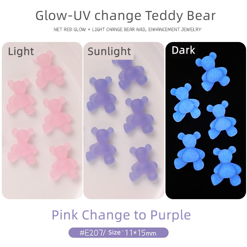 Big Teddy Bear Resin Charms  (Luminous and UV change)