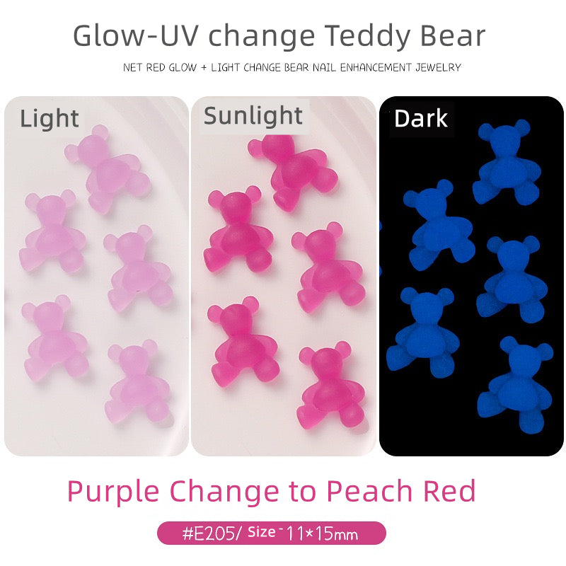 Big Teddy Bear Resin Charms  (Luminous and UV change)