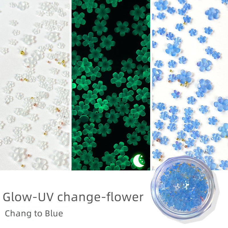 Mini Flower and Heart Charms  (Strong luminous and UV change)