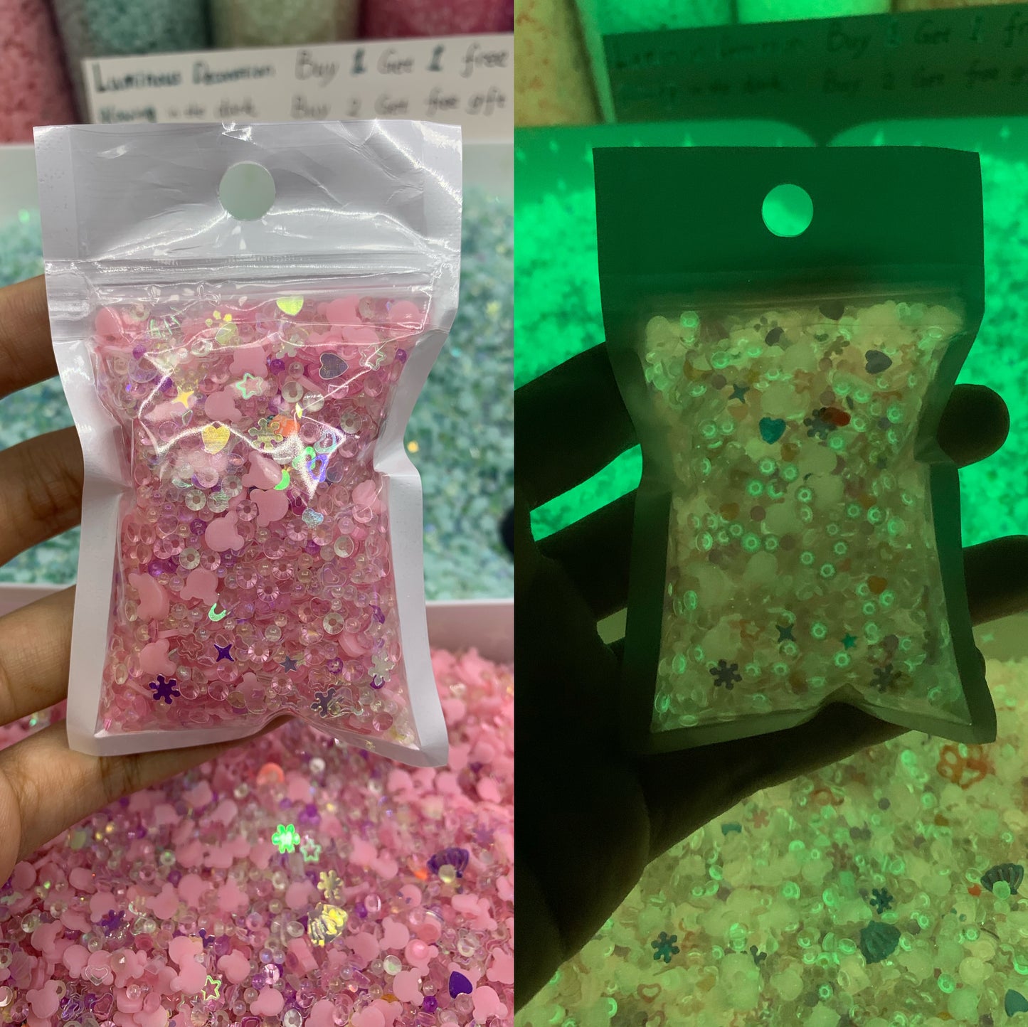 Glowing Patch Glitter Flakes  (Strong Luminous)