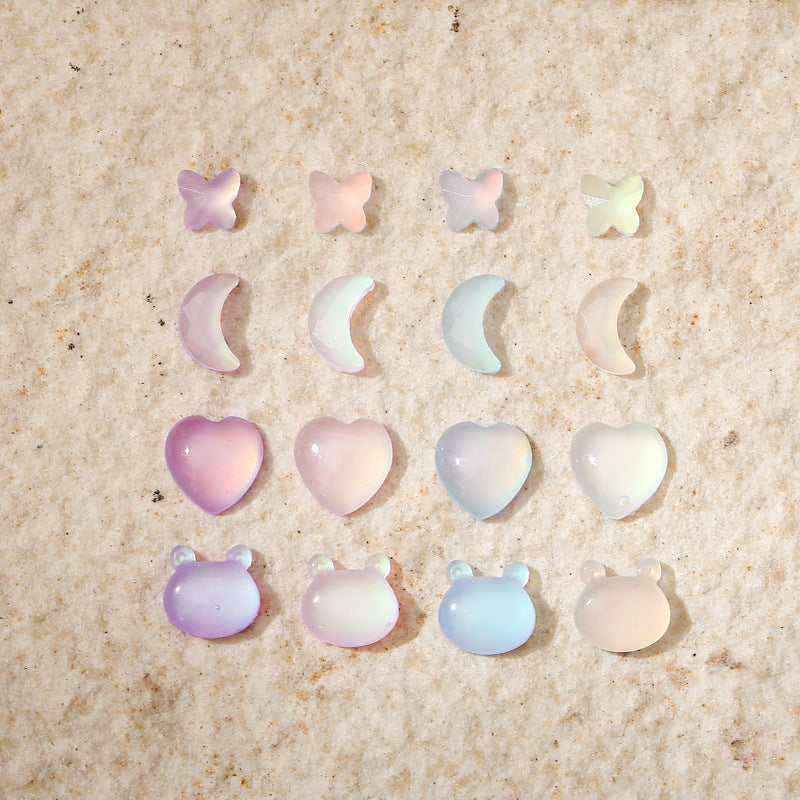 Heart mix Bear head Resin Charms  (Strong luminous)